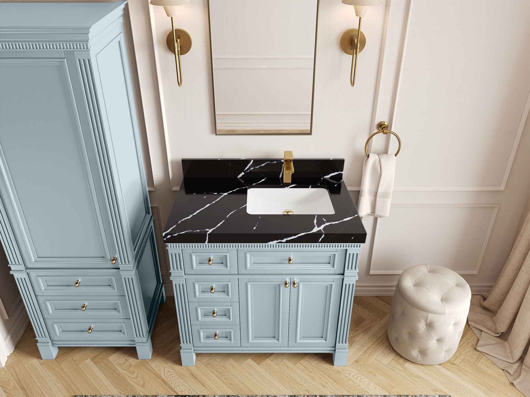 Paris 36 in. W x 22 in. D Right Offset Sink Bathroom Vanity