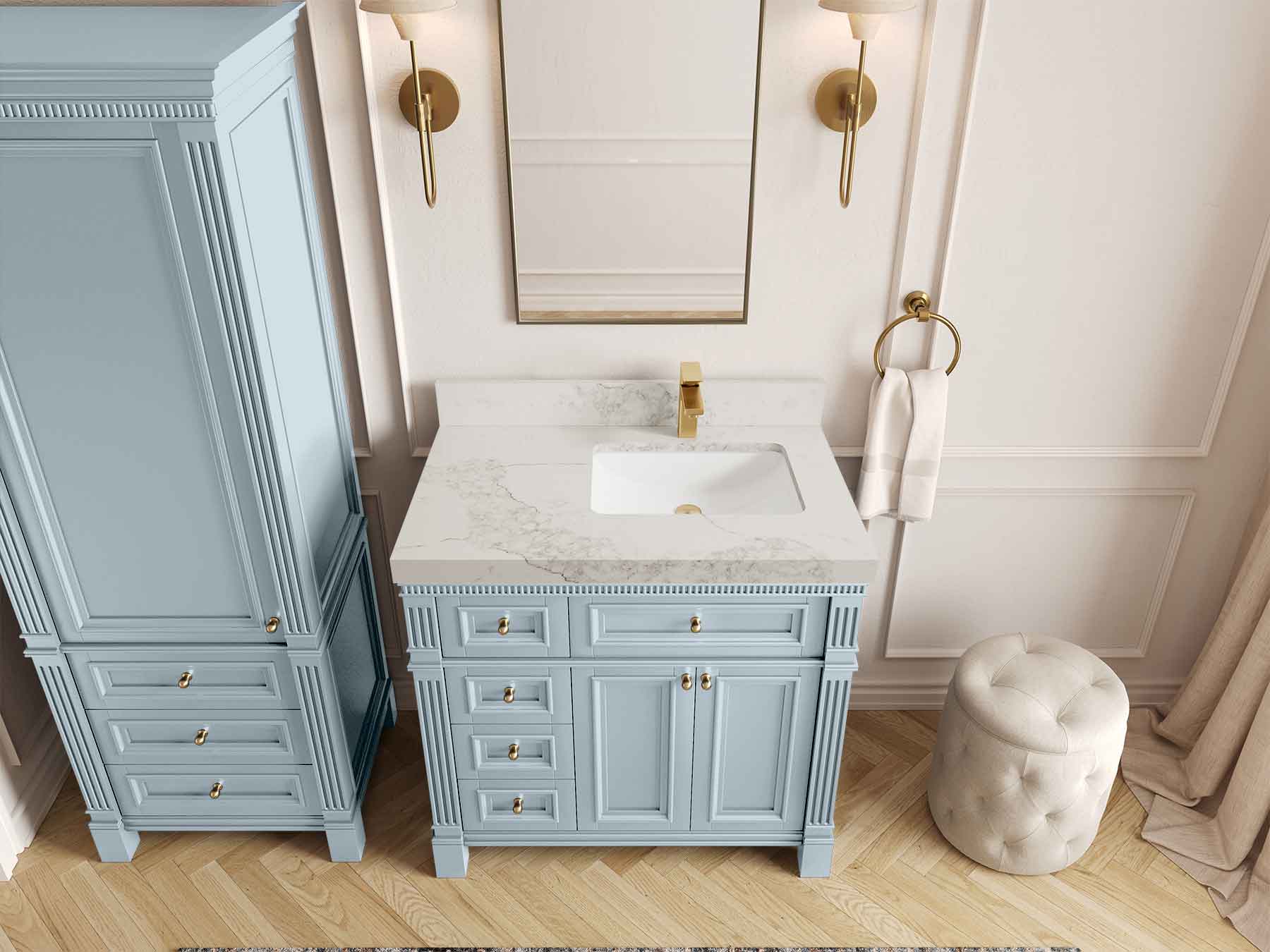 Paris 36 in. W x 22 in. D Right Offset Sink Bathroom Vanity