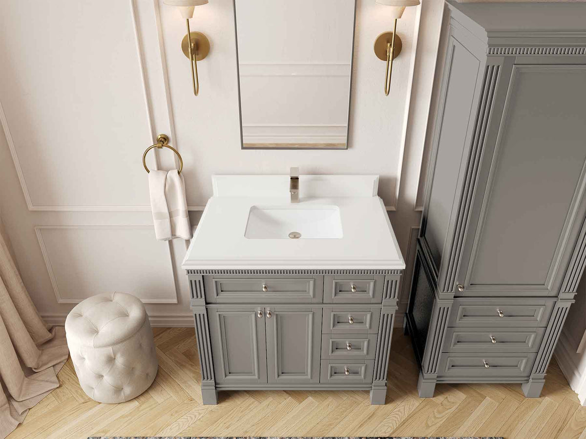 Paris 36 in. W x 22 in. D Bathroom Vanity with Center Sink