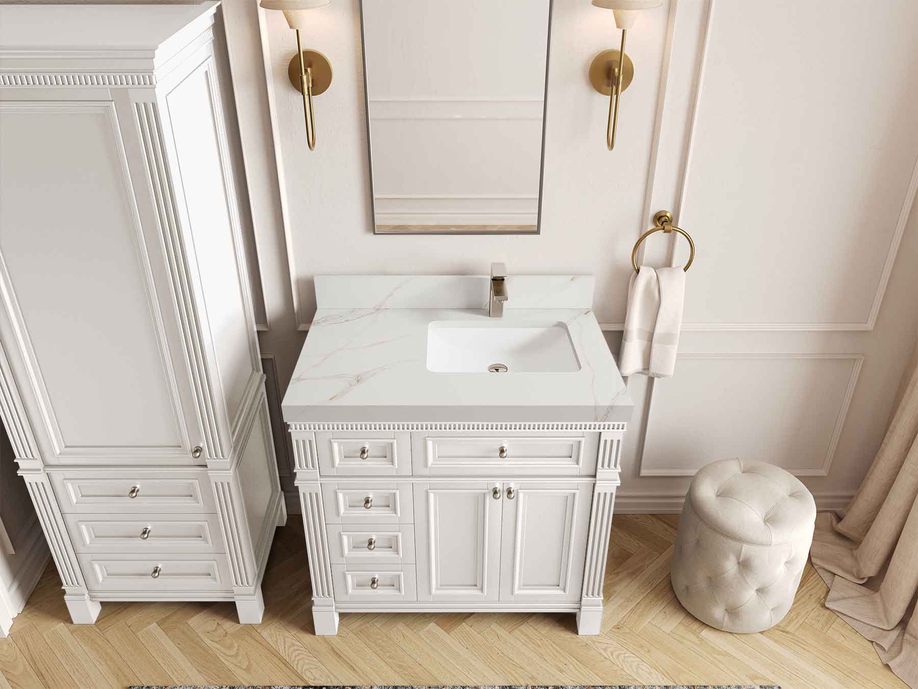 Paris 36 in. W x 22 in. D Right Offset Sink Bathroom Vanity