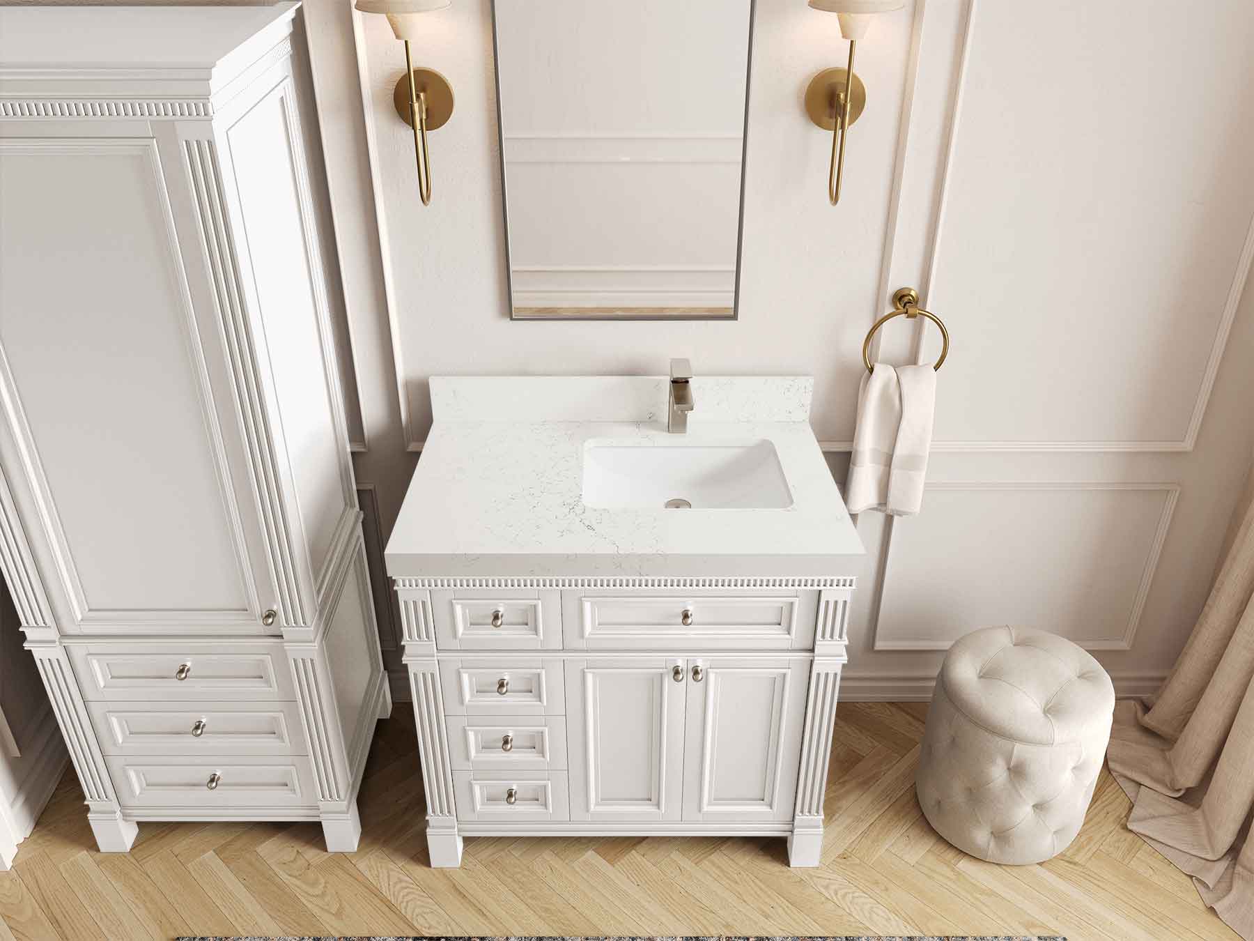 Paris 36 in. W x 22 in. D Right Offset Sink Bathroom Vanity