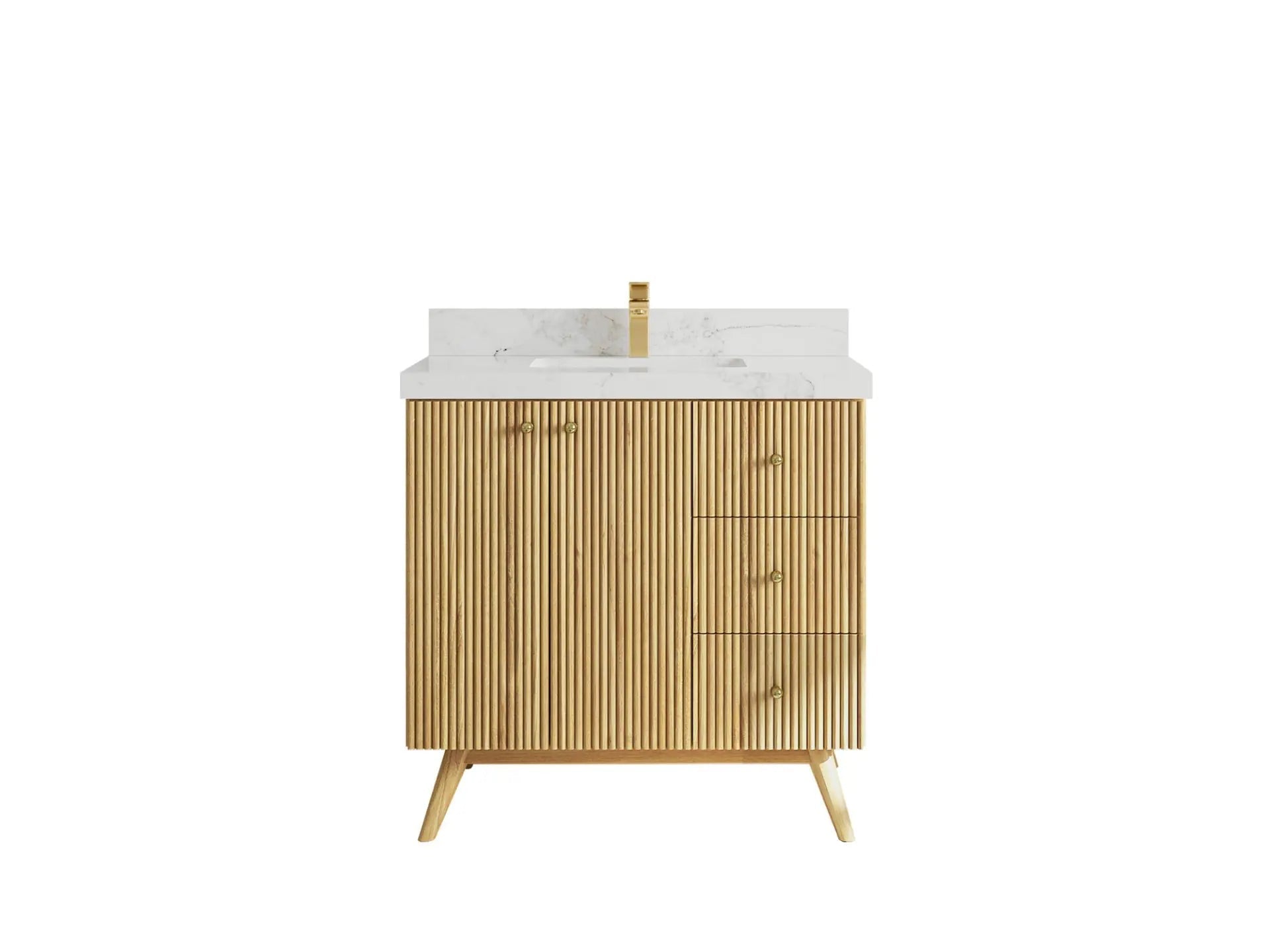 Pasadena Teak Wood 36 in. W x 22 in. D Center Sink Bathroom Vanity