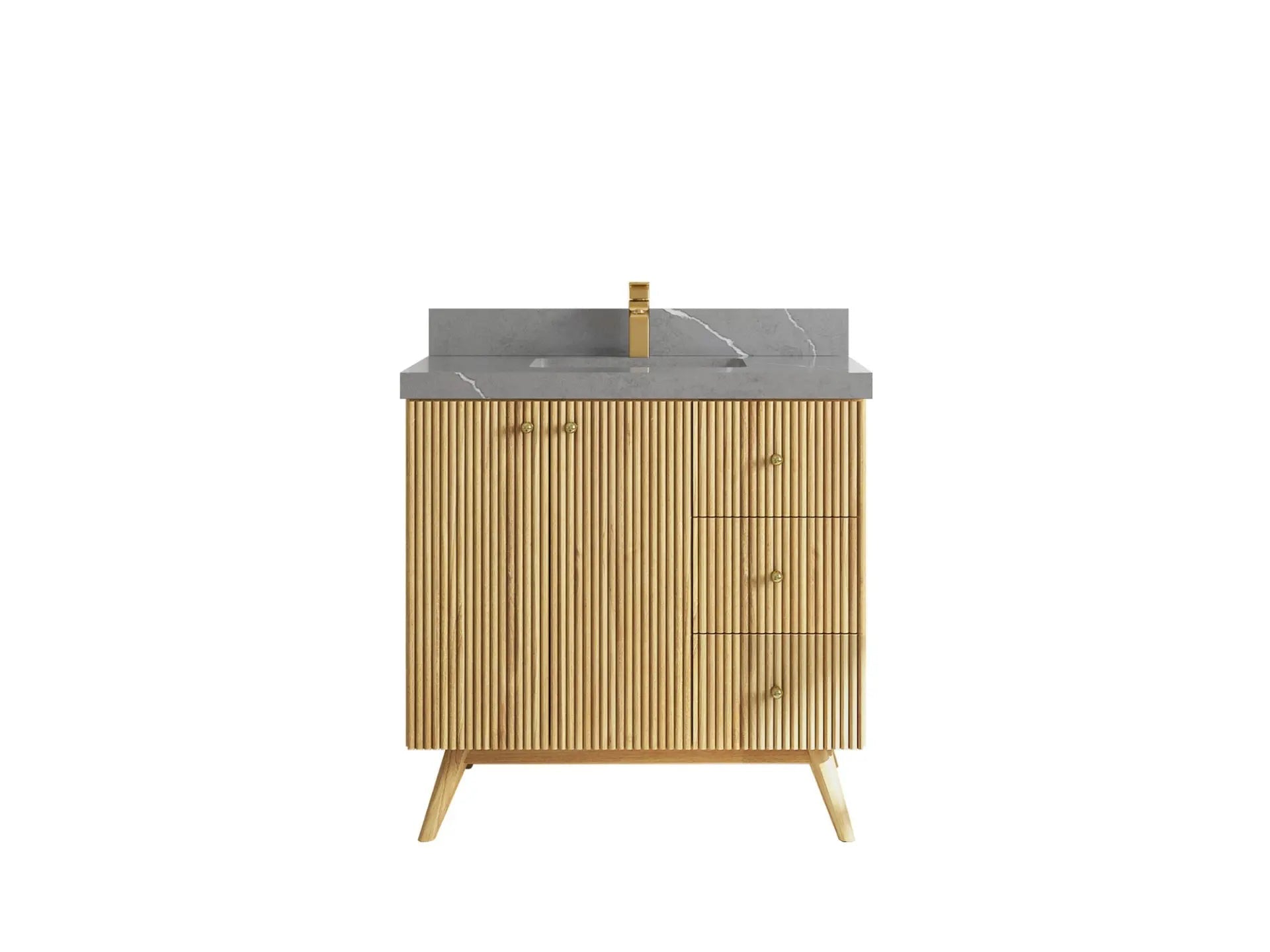 Pasadena Teak Wood 36 in. W x 22 in. D Center Sink Bathroom Vanity