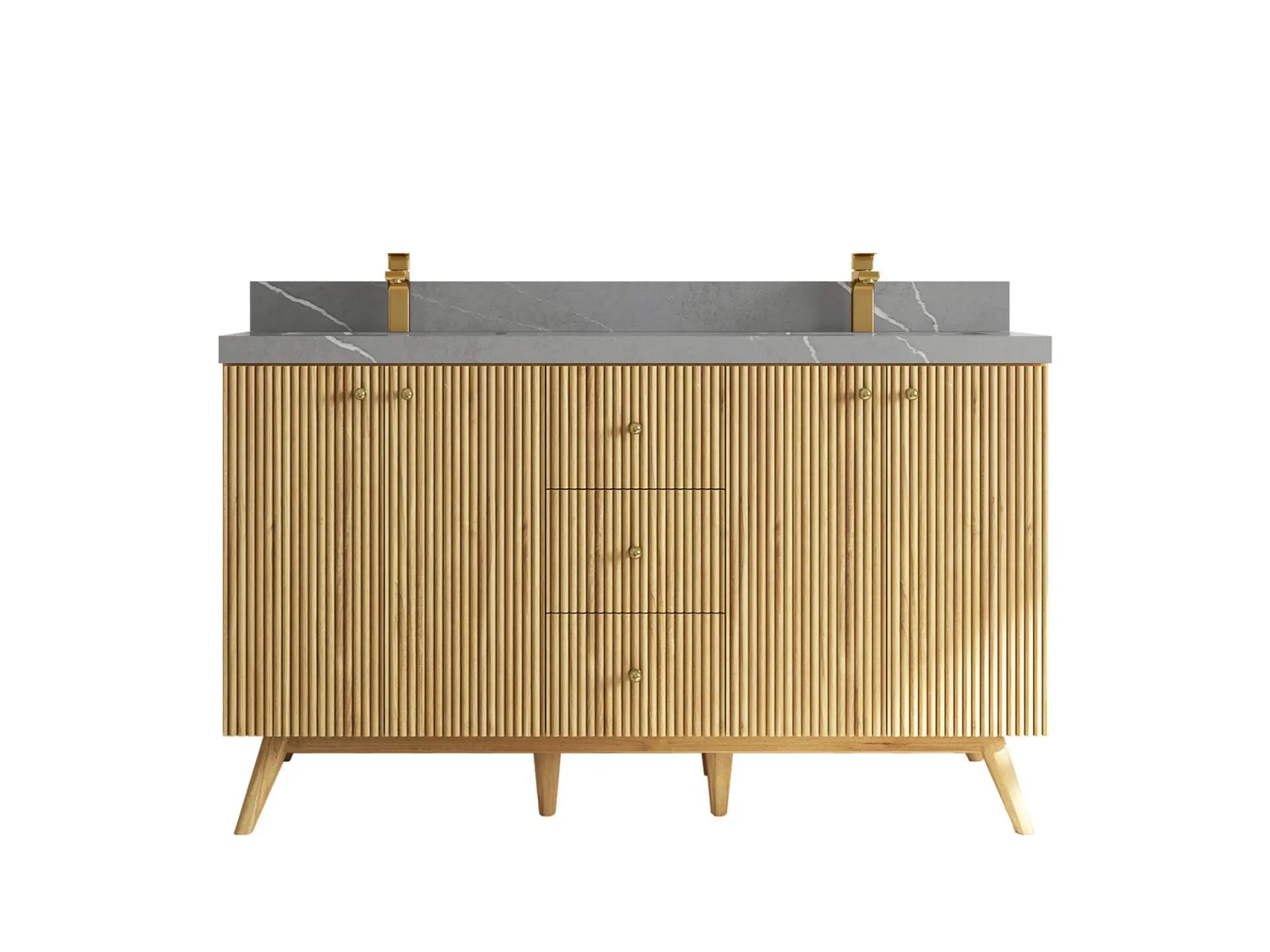 Pasadena Teak Wood 60 in. W x 22 in. D Double Sink Bathroom Vanity