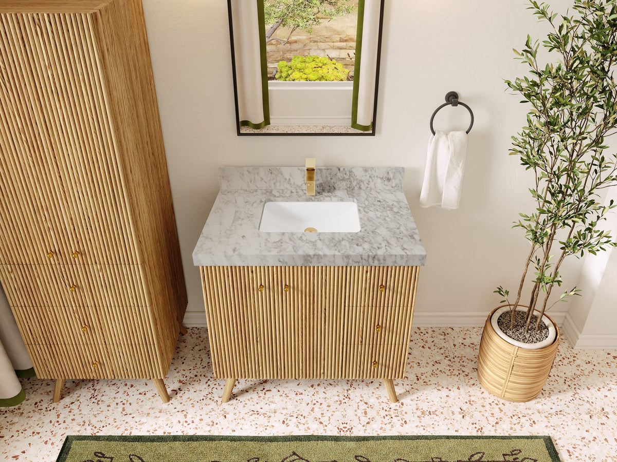 Pasadena White Oak 36 in. W x 22 in. D Center Sink Bathroom Vanity