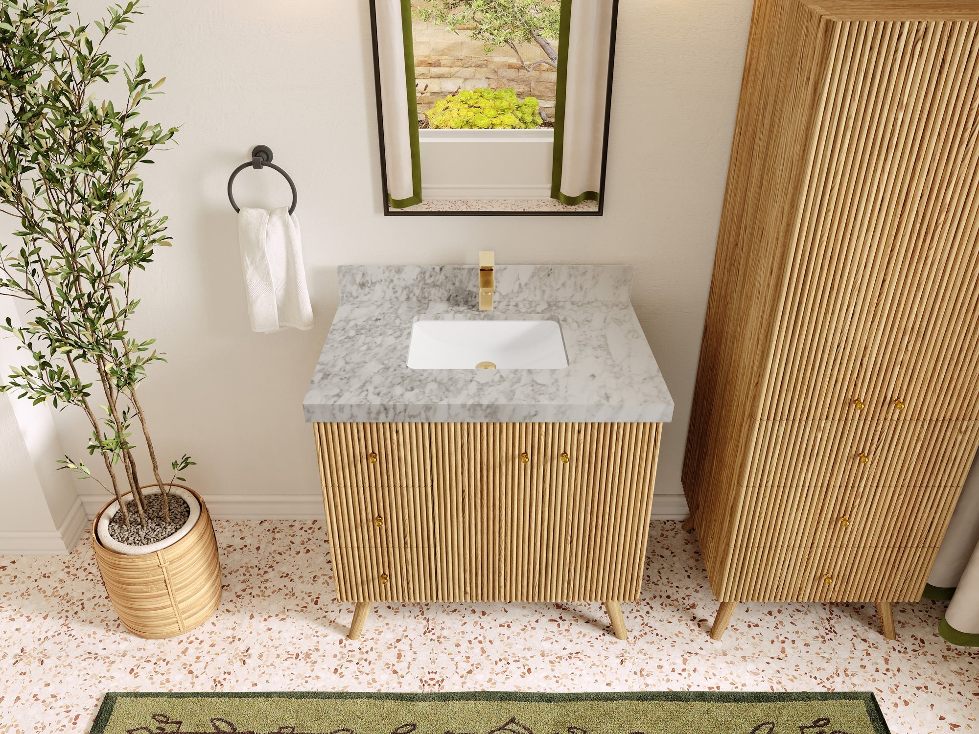 Pasadena White Oak 36 in. W x 22 in. D Center Sink Bathroom Vanity