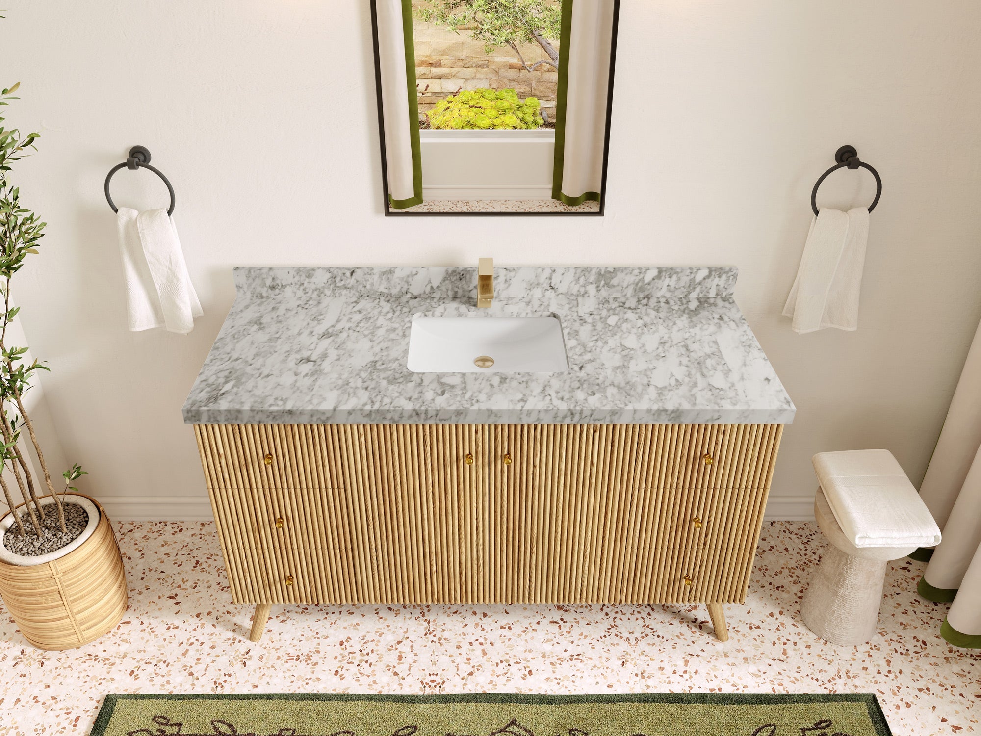 Pasadena White Oak 60 in. W x 22 in. D Single Sink Bathroom Vanity