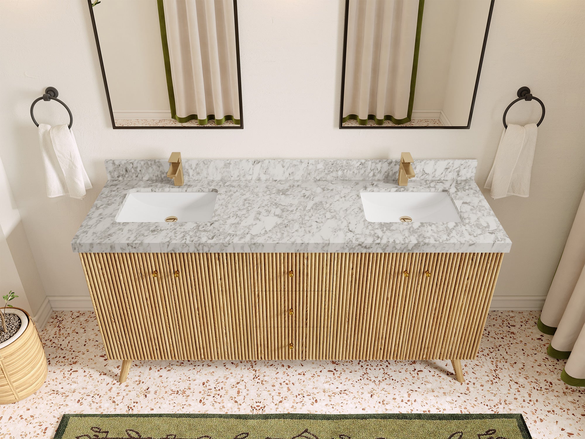 Pasadena White Oak 72 in. W x 22 in. D Double Sink Bathroom Vanity