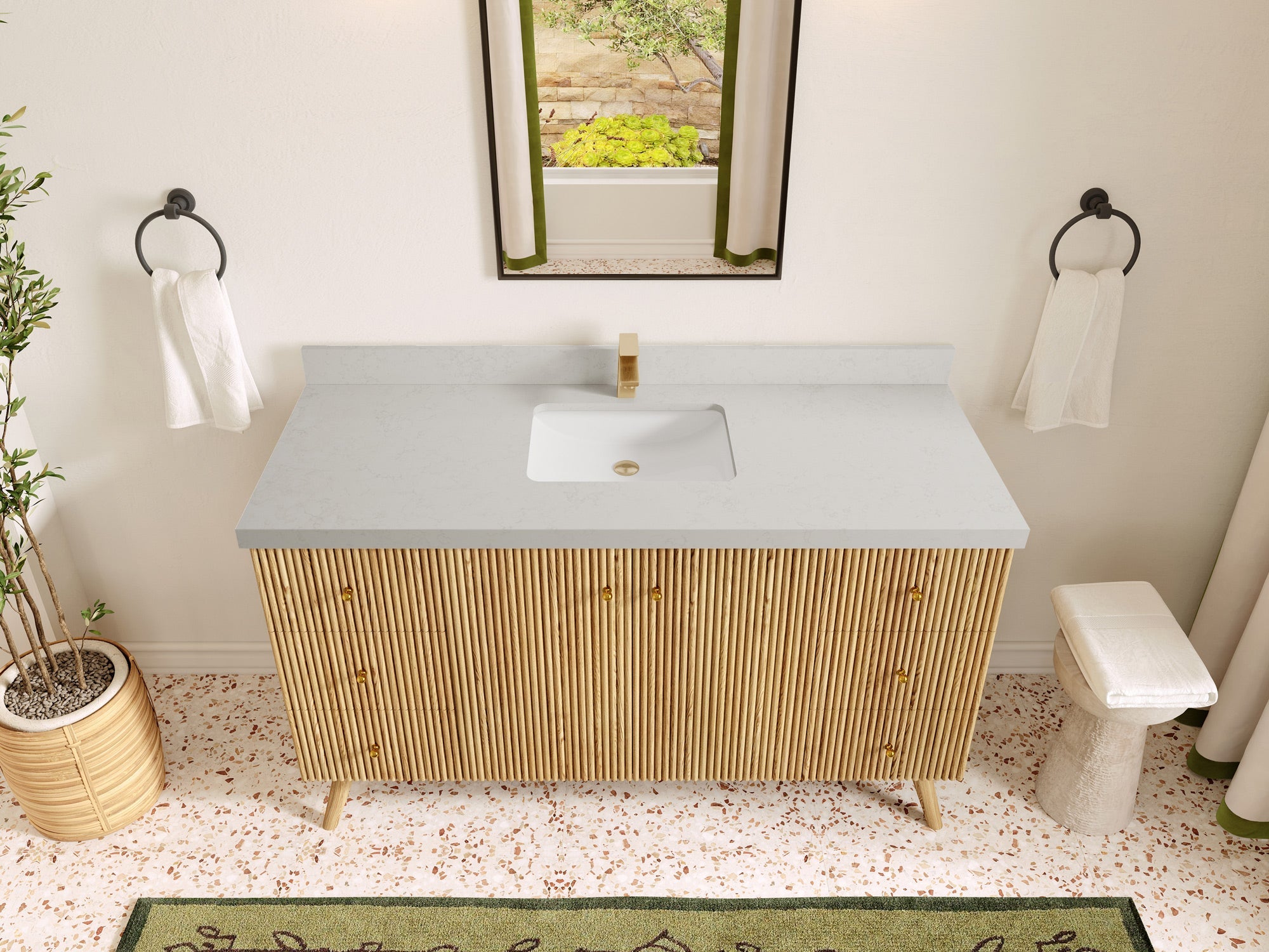 Pasadena White Oak 60 in. W x 22 in. D Single Sink Bathroom Vanity