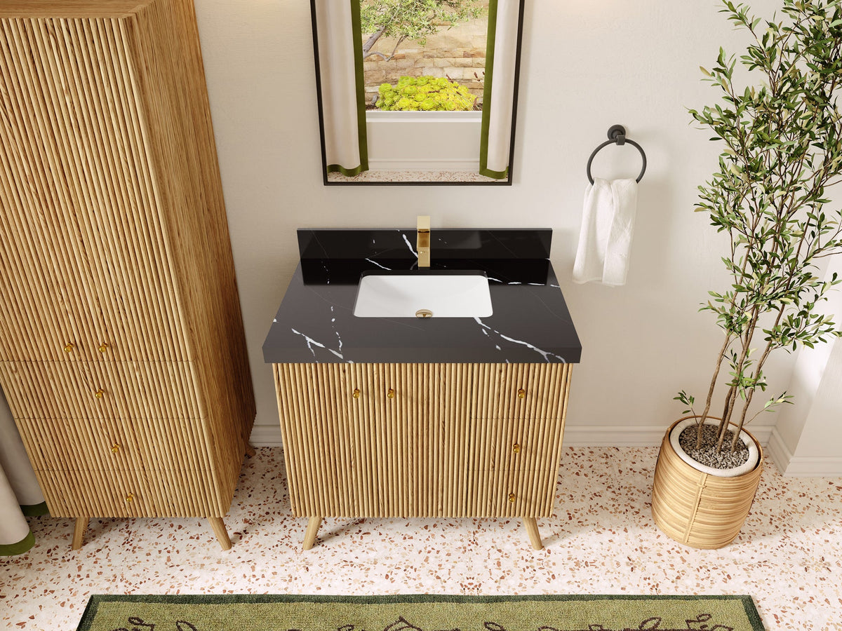 Pasadena White Oak 36 in. W x 22 in. D Center Sink Bathroom Vanity