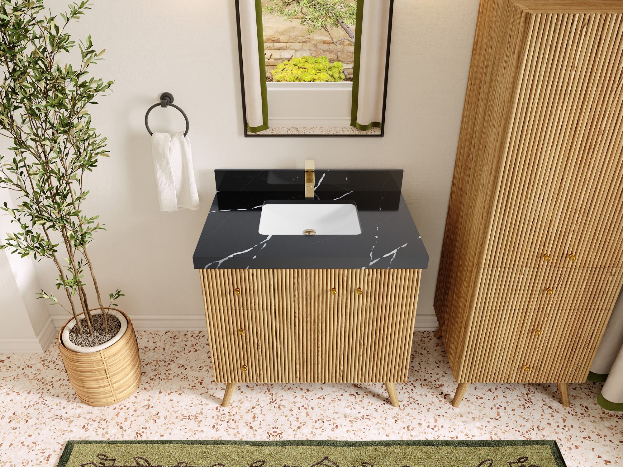 Pasadena White Oak 36 in. W x 22 in. D Center Sink Bathroom Vanity