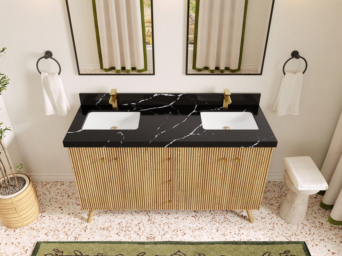 Pasadena White Oak 60 in. W x 22 in. D Double Sink Bathroom Vanity