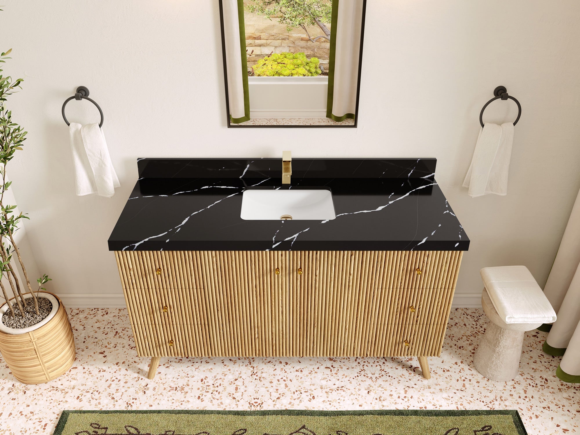 Pasadena White Oak 60 in. W x 22 in. D Single Sink Bathroom Vanity