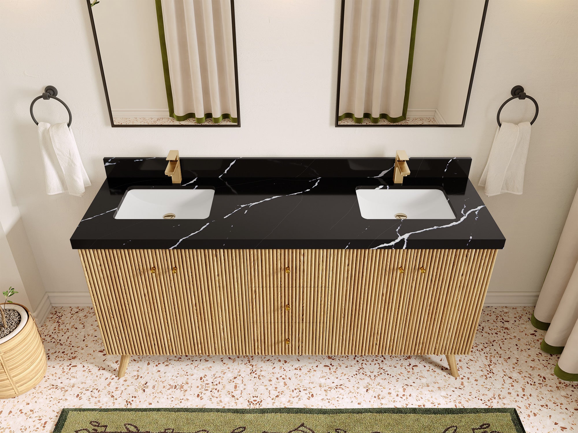 Pasadena White Oak 72 in. W x 22 in. D Double Sink Bathroom Vanity