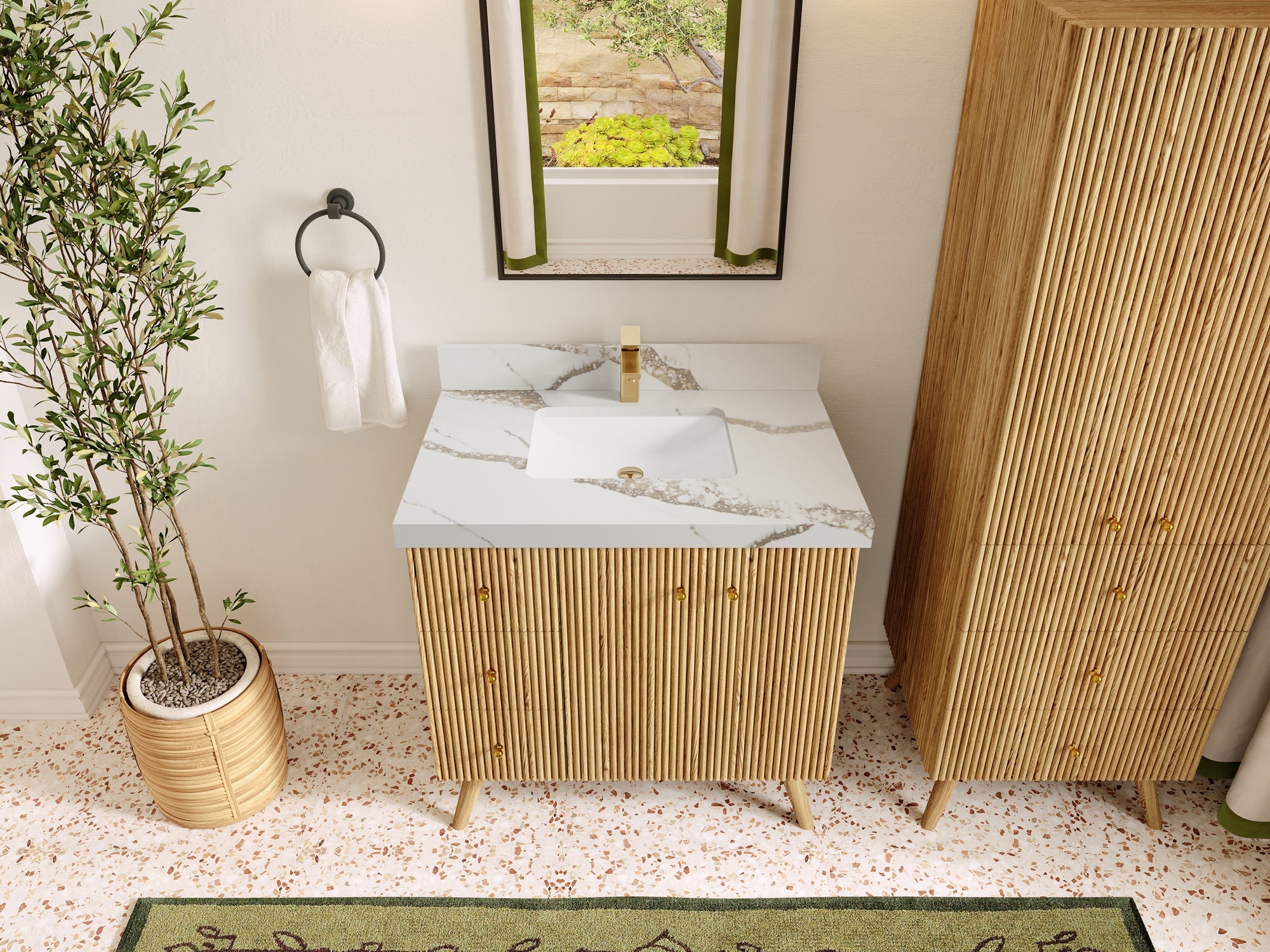 Pasadena White Oak 36 in. W x 22 in. D Center Sink Bathroom Vanity