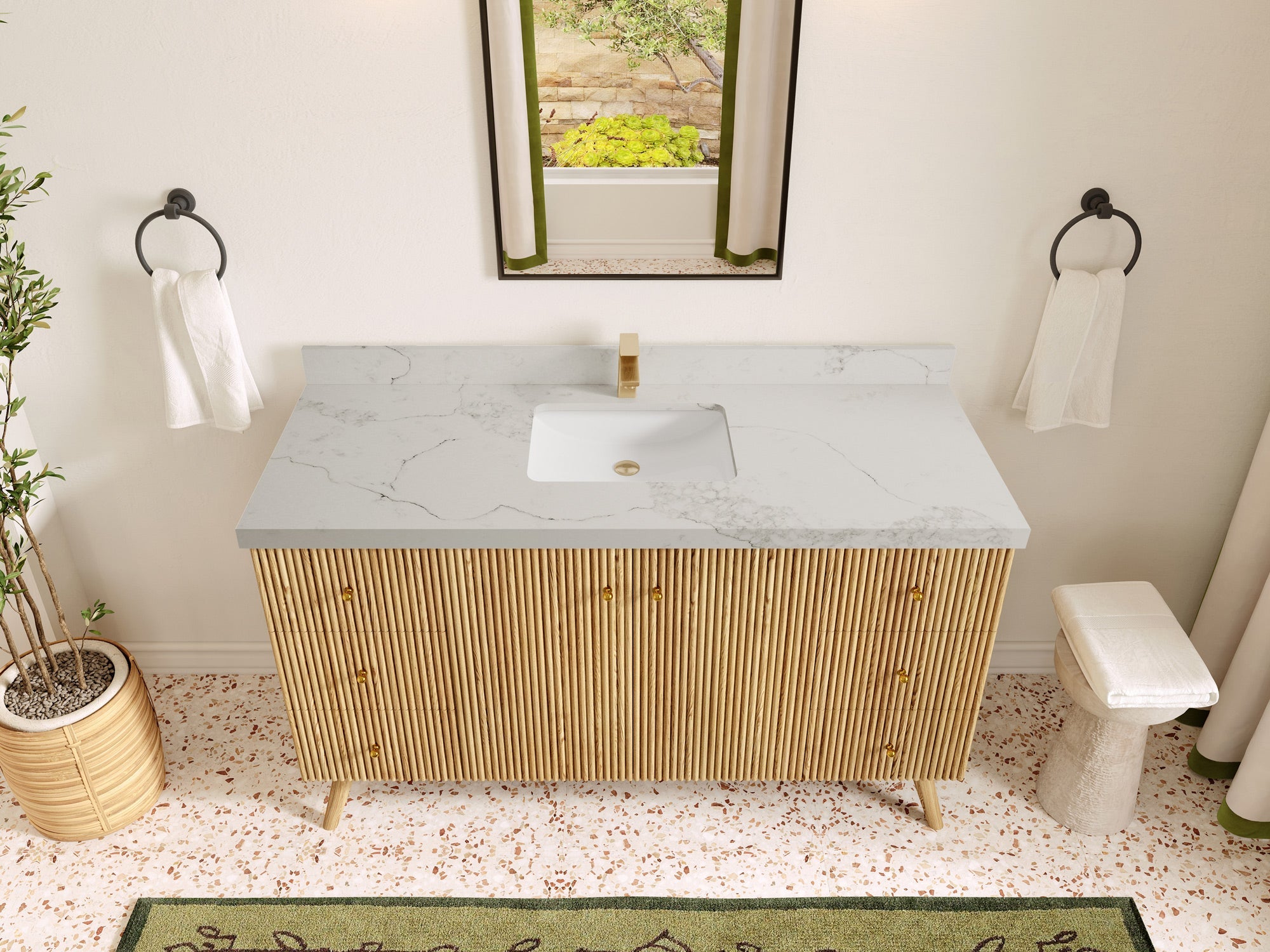 Pasadena White Oak 60 in. W x 22 in. D Single Sink Bathroom Vanity