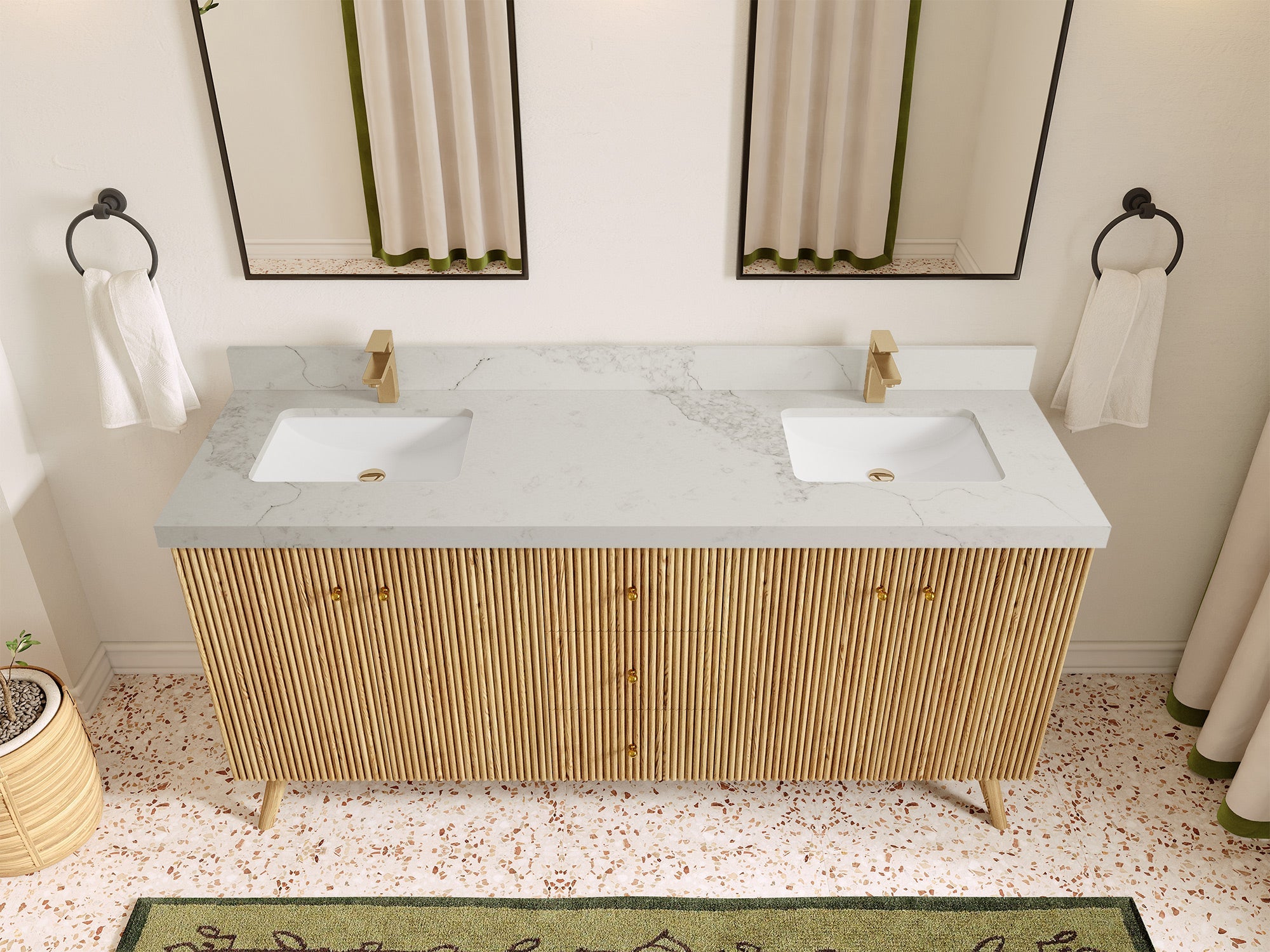 Pasadena White Oak 72 in. W x 22 in. D Double Sink Bathroom Vanity