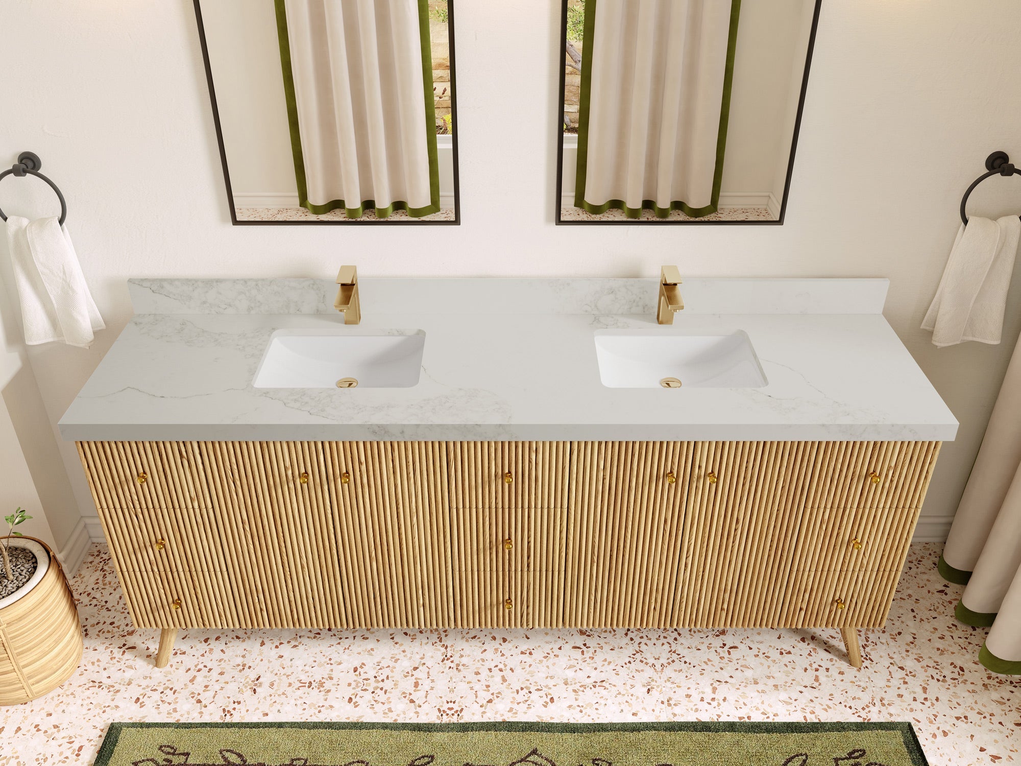 Pasadena White Oak 84 in. W x 22 in. D Double Sink Bathroom Vanity