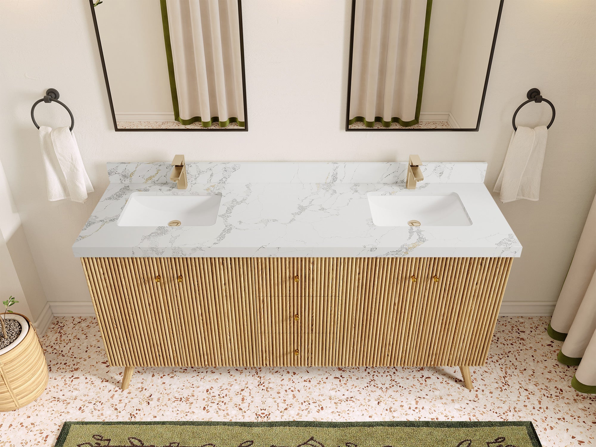 Pasadena White Oak 72 in. W x 22 in. D Double Sink Bathroom Vanity