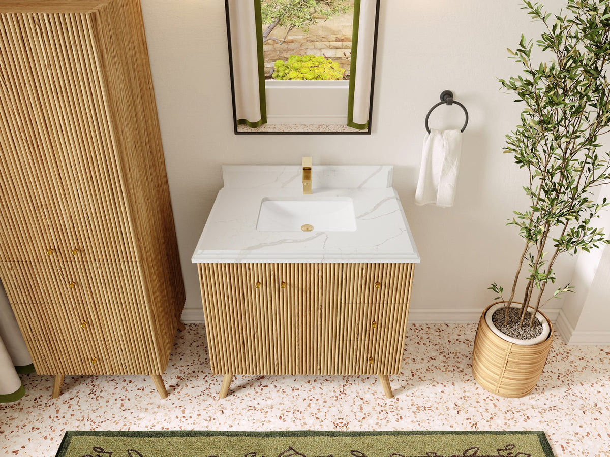 Pasadena White Oak 36 in. W x 22 in. D Center Sink Bathroom Vanity