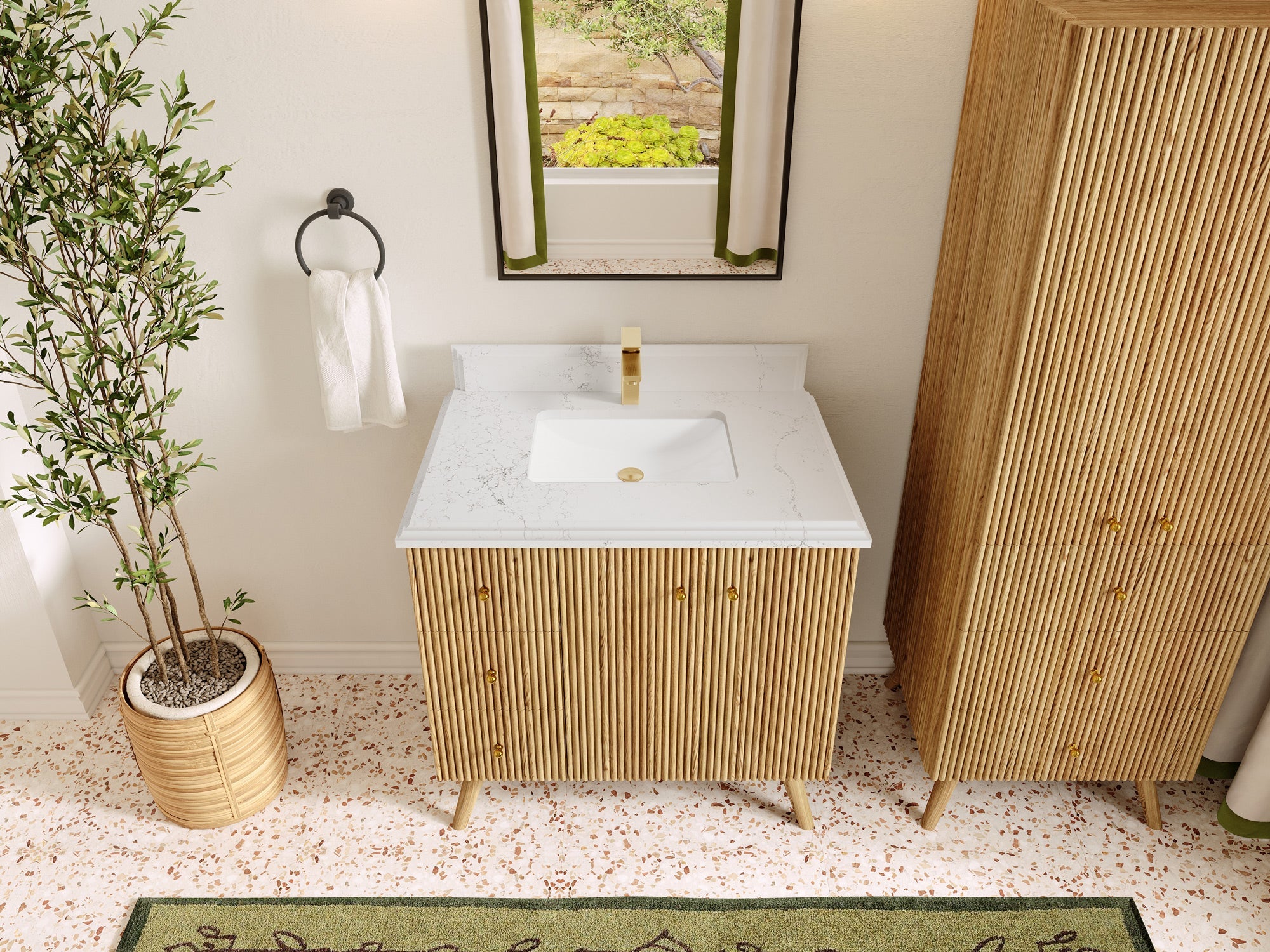 Pasadena White Oak 36 in. W x 22 in. D Center Sink Bathroom Vanity