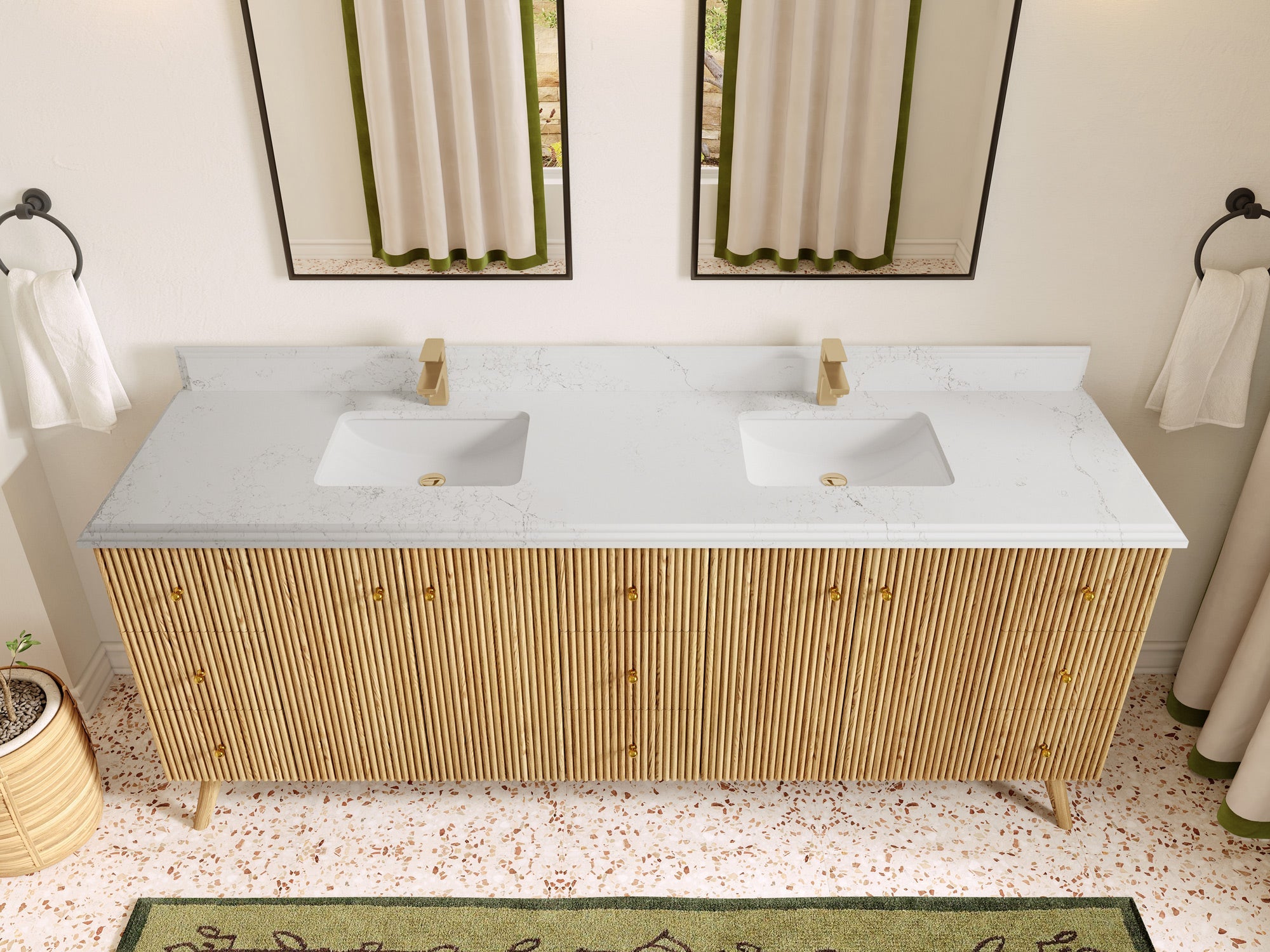 Pasadena White Oak 84 in. W x 22 in. D Double Sink Bathroom Vanity