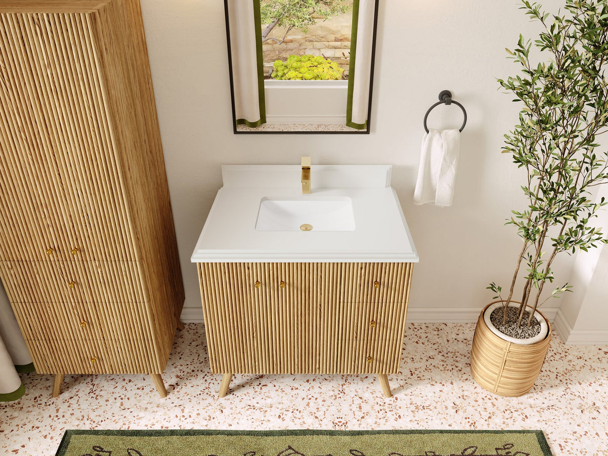 Pasadena White Oak 36 in. W x 22 in. D Center Sink Bathroom Vanity