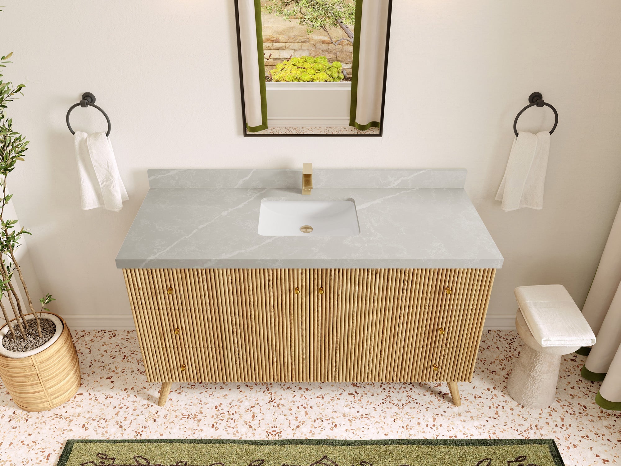 Pasadena White Oak 60 in. W x 22 in. D Single Sink Bathroom Vanity