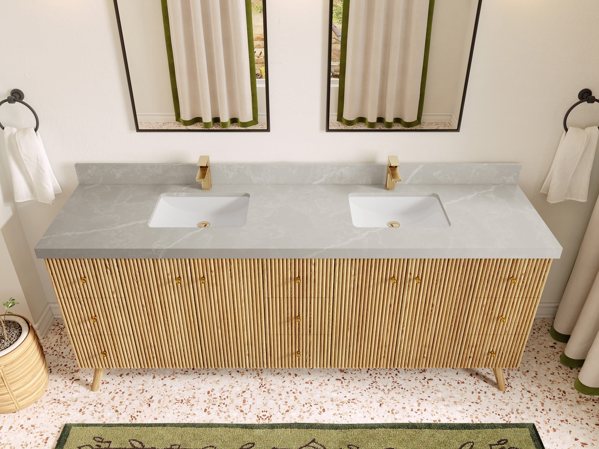 Pasadena White Oak 84 in. W x 22 in. D Double Sink Bathroom Vanity