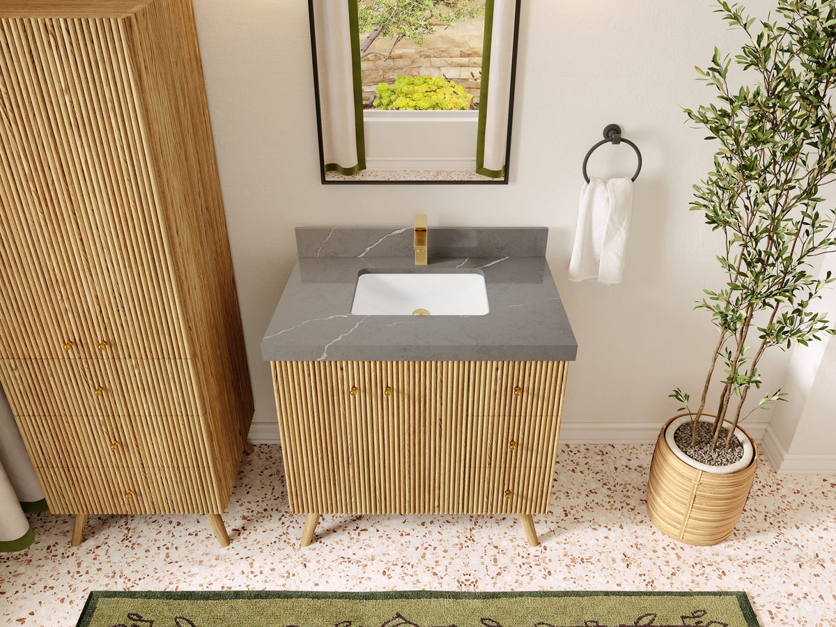 Pasadena White Oak 36 in. W x 22 in. D Center Sink Bathroom Vanity