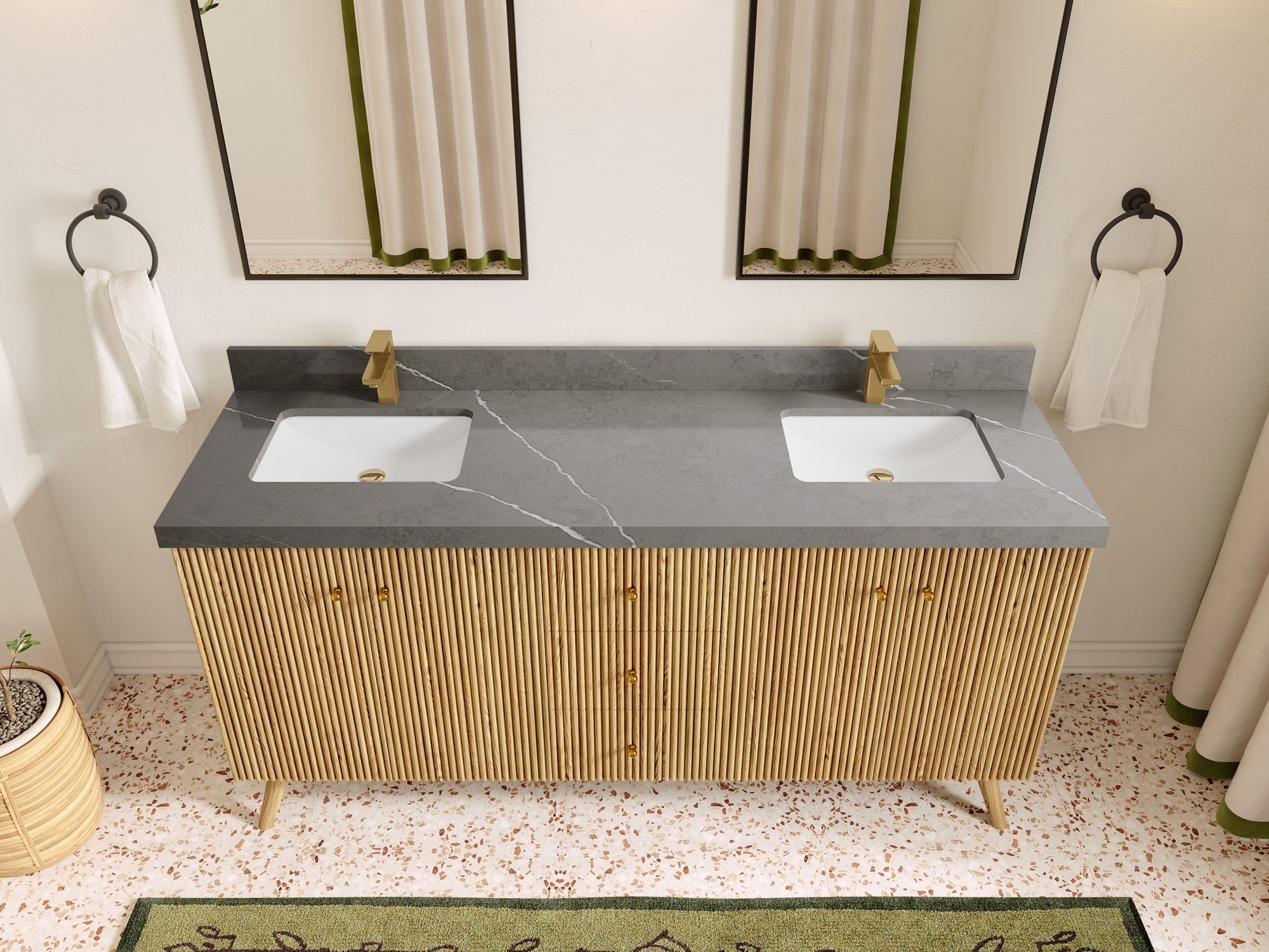Pasadena White Oak 72 in. W x 22 in. D Double Sink Bathroom Vanity