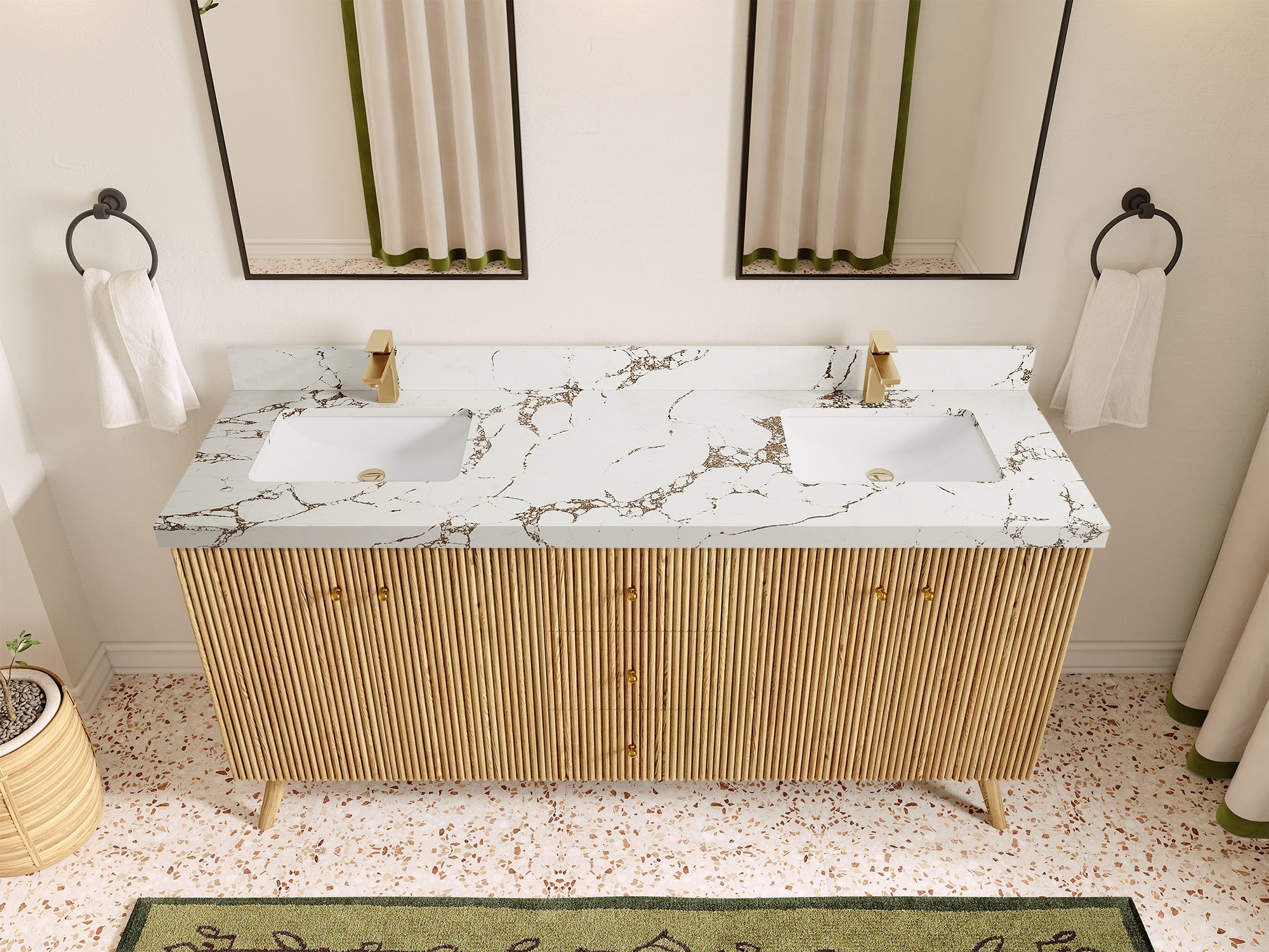 Pasadena White Oak 72 in. W x 22 in. D Double Sink Bathroom Vanity