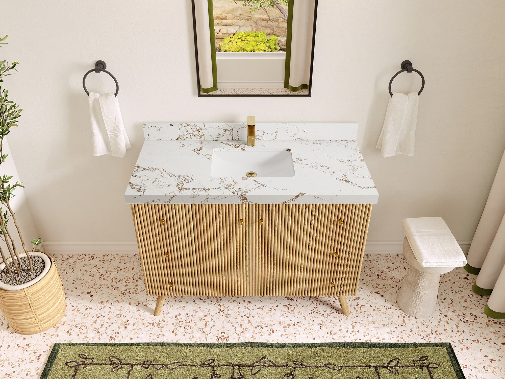 Pasadena White Oak 48 in. W x 22 in. D Single Sink Bathroom Vanity