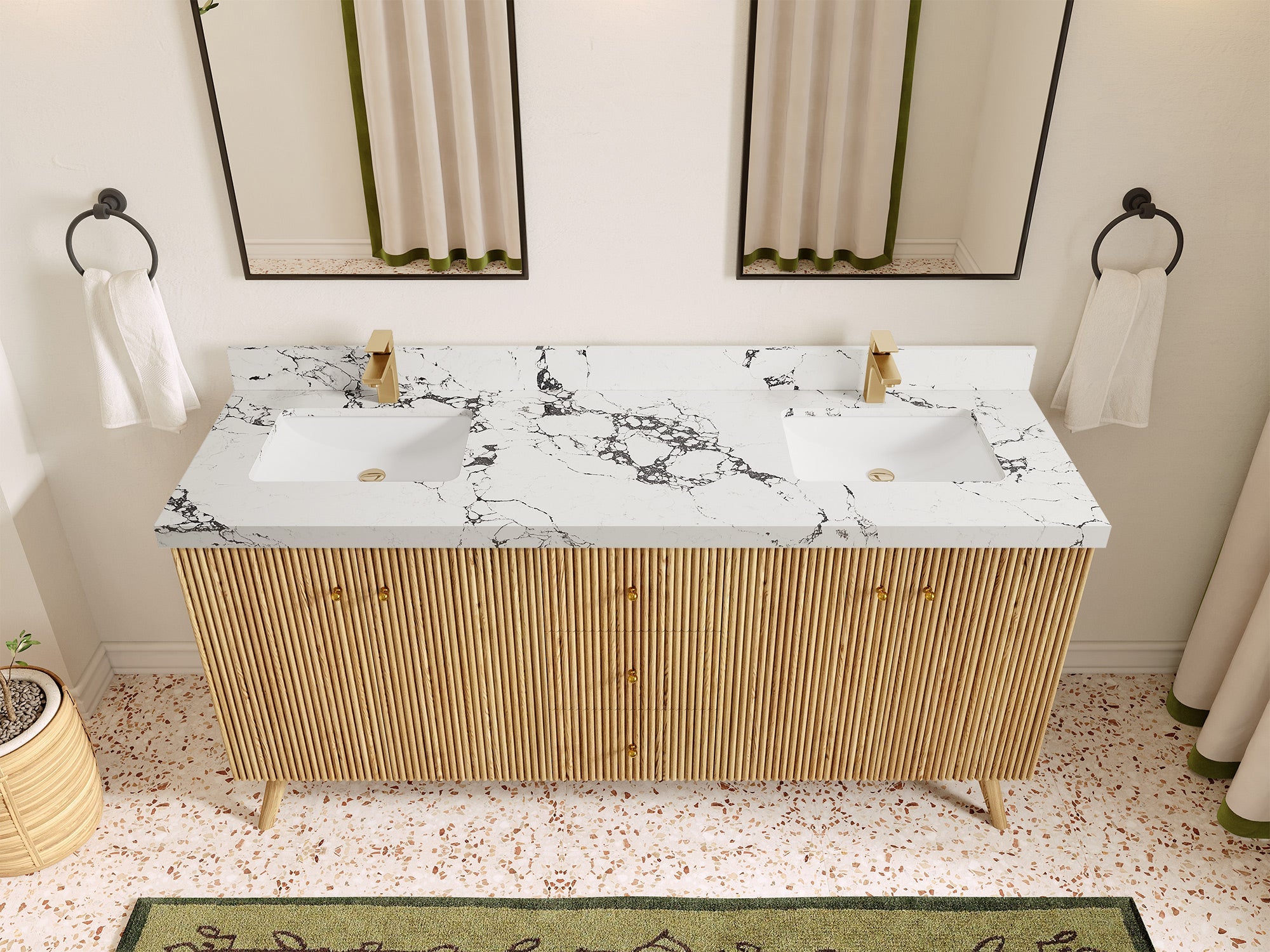 Pasadena White Oak 72 in. W x 22 in. D Double Sink Bathroom Vanity