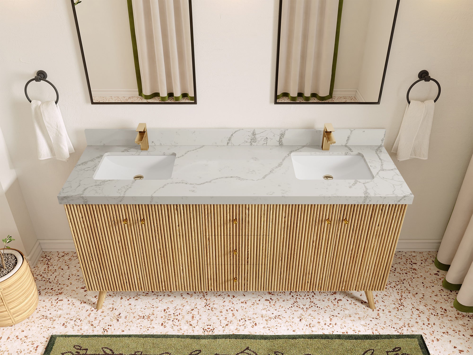 Pasadena White Oak 72 in. W x 22 in. D Double Sink Bathroom Vanity