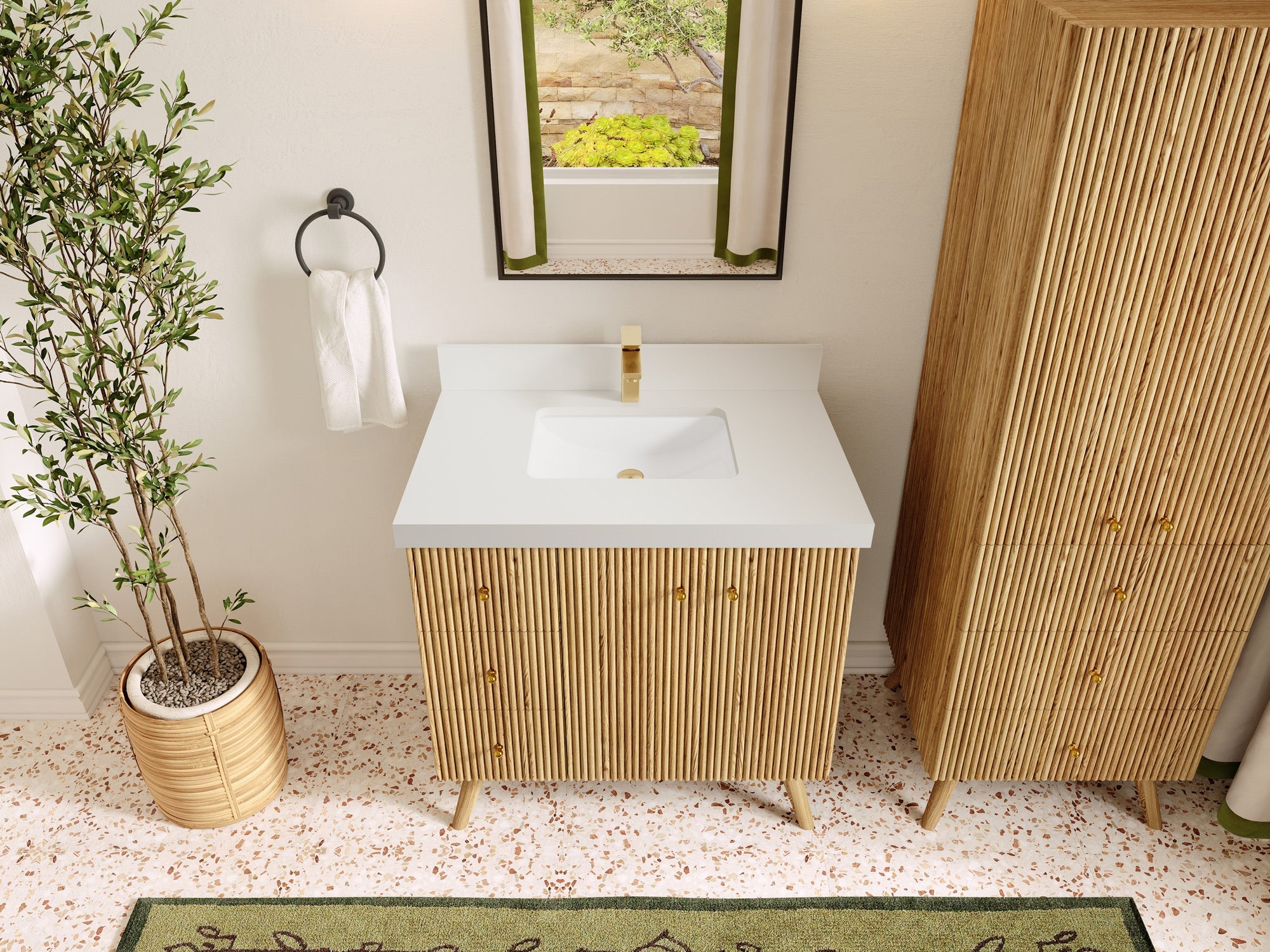 Pasadena White Oak 36 in. W x 22 in. D Center Sink Bathroom Vanity