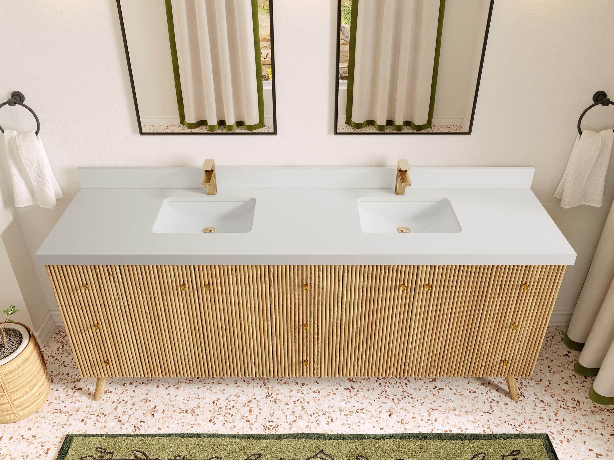 Pasadena White Oak 84 in. W x 22 in. D Double Sink Bathroom Vanity