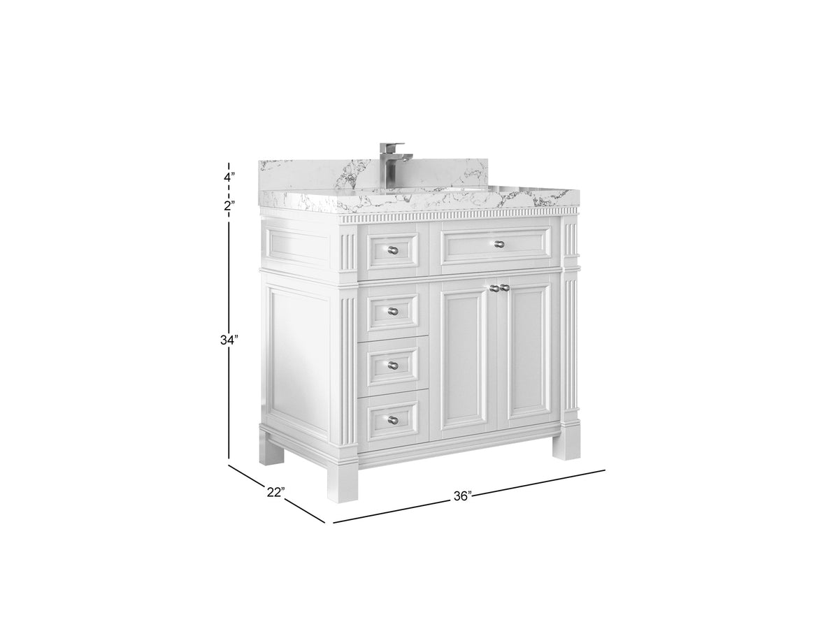 Paris 36 in. W x 22 in. D Center Sink Bathroom Vanity