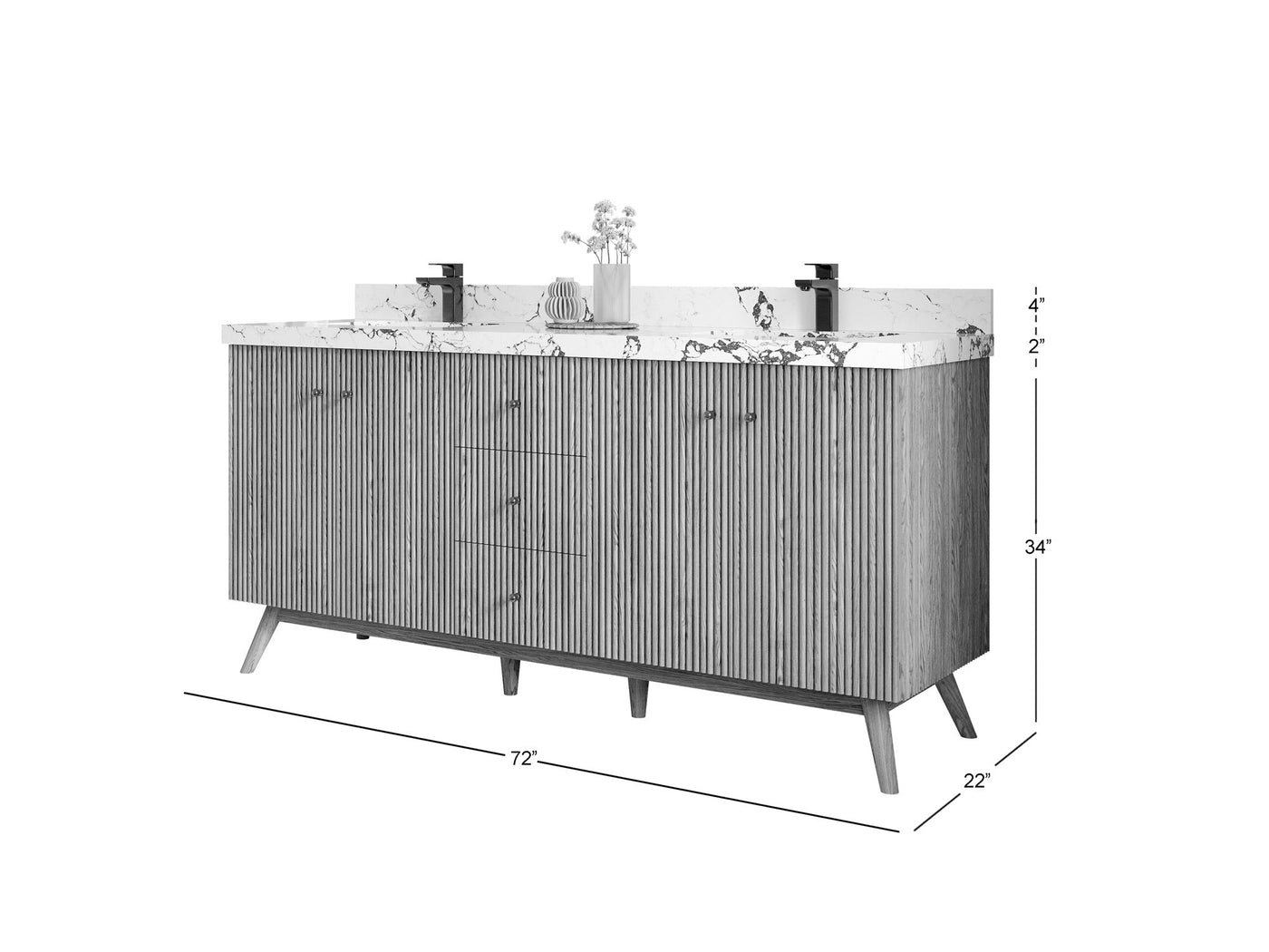 Pasadena White Oak 72 in. W x 22 in. D Double Sink Bathroom Vanity