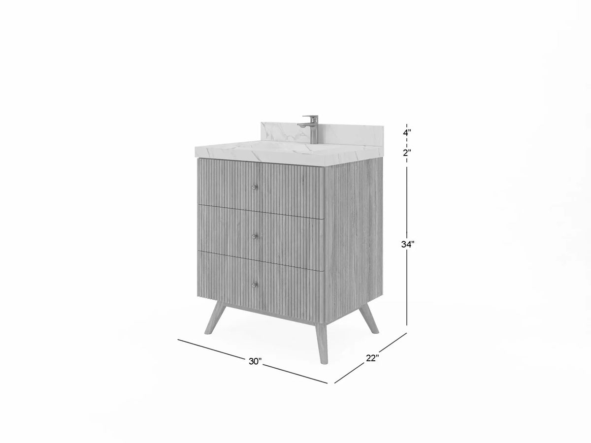 Pasadena Teak Wood 30 in. W x 22 in. D Single Sink Bathroom Vanity