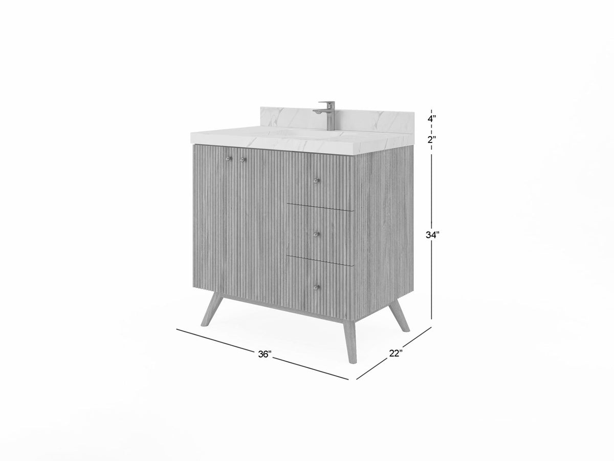 Pasadena Teak Wood 36 in. W x 22 in. D Center Sink Bathroom Vanity
