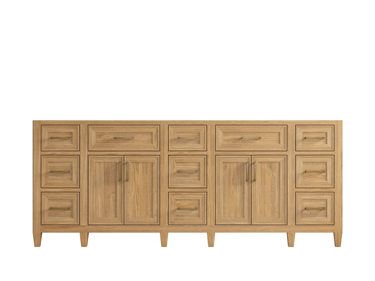 Santa Monica Teak Wood 84 in. W x 22 in. D Double Sink Bathroom Vanity