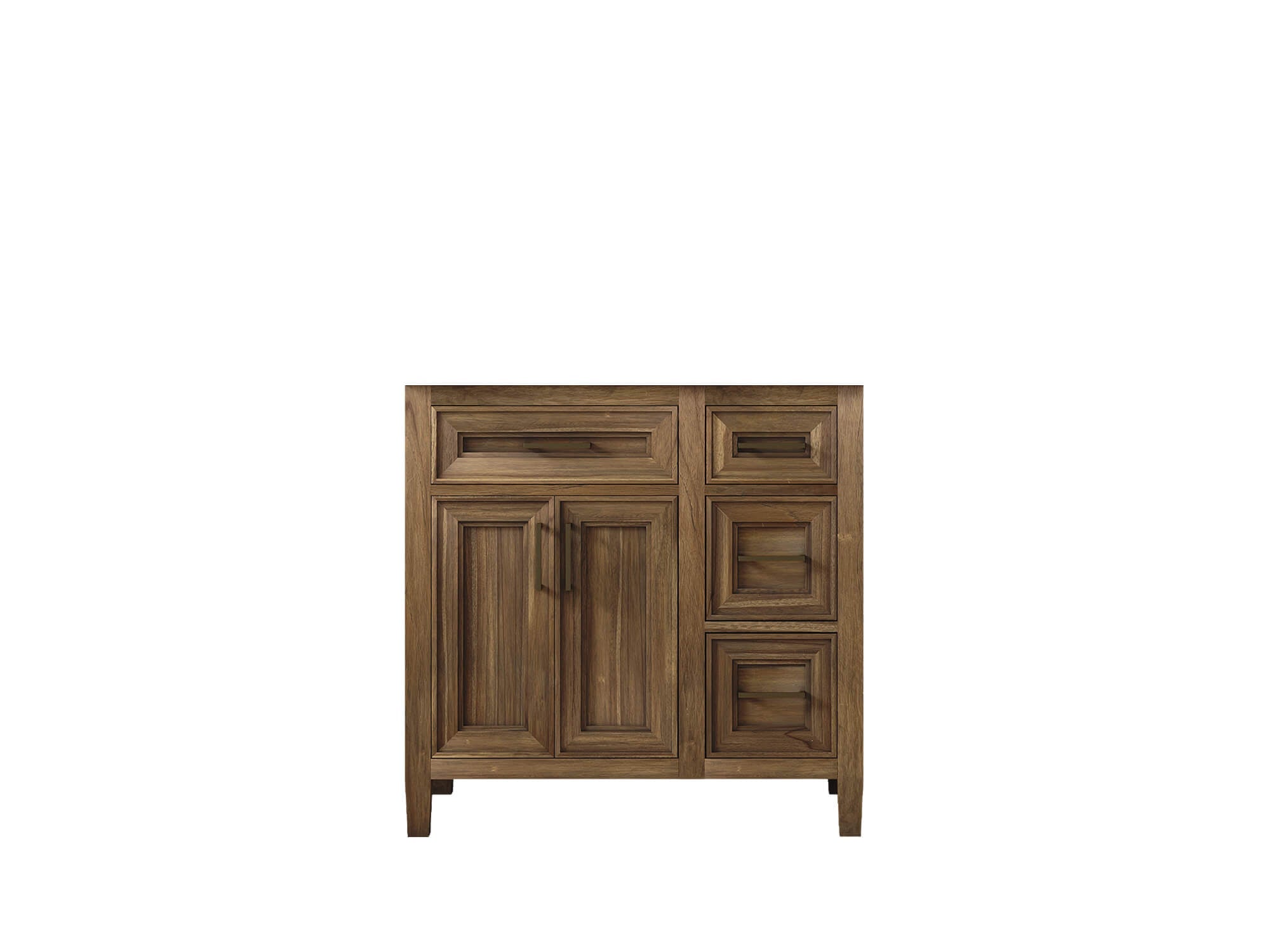 Santa Monica Teak Wood 36 in. W x 22 in. D Left Offset Sink Bathroom Vanity