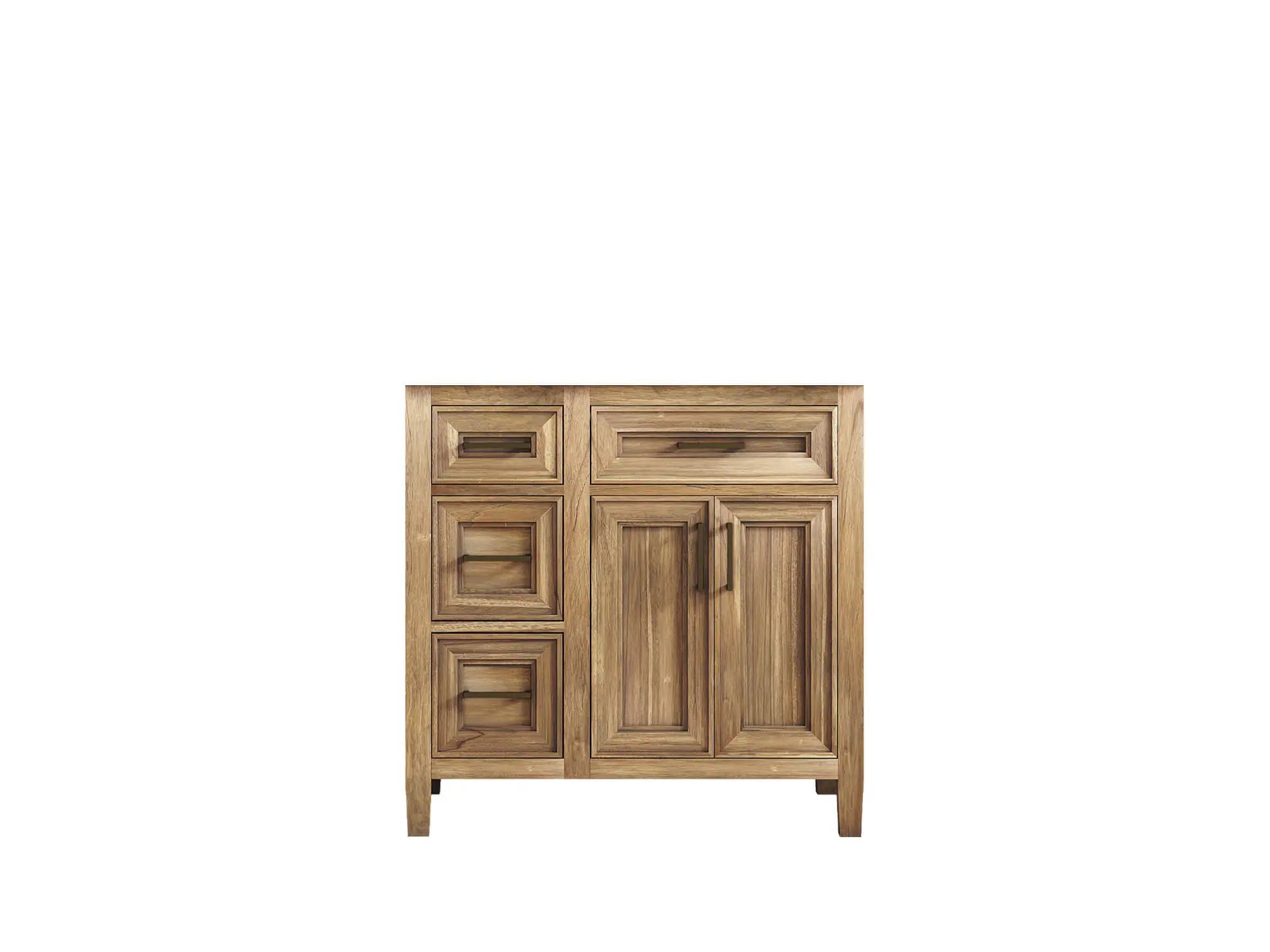 Santa Monica Teak Wood 36 in. W x 22 in. D Right Offset Sink Bathroom Vanity