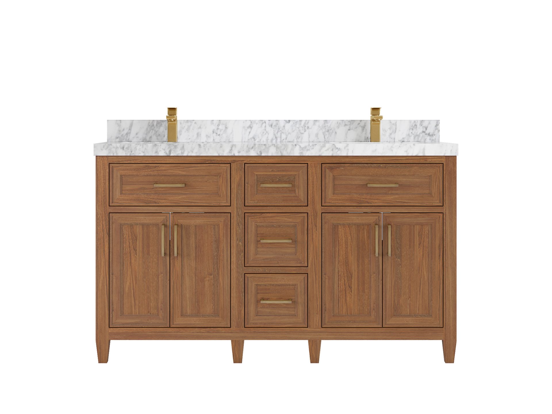 Santa Monica Teak Wood 60 in. W x 22 in. D Double Sink Bathroom Vanity