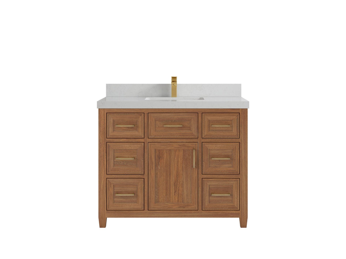 Santa Monica Teak Wood 42 in. W x 22 in. D Single Sink Bathroom Vanity