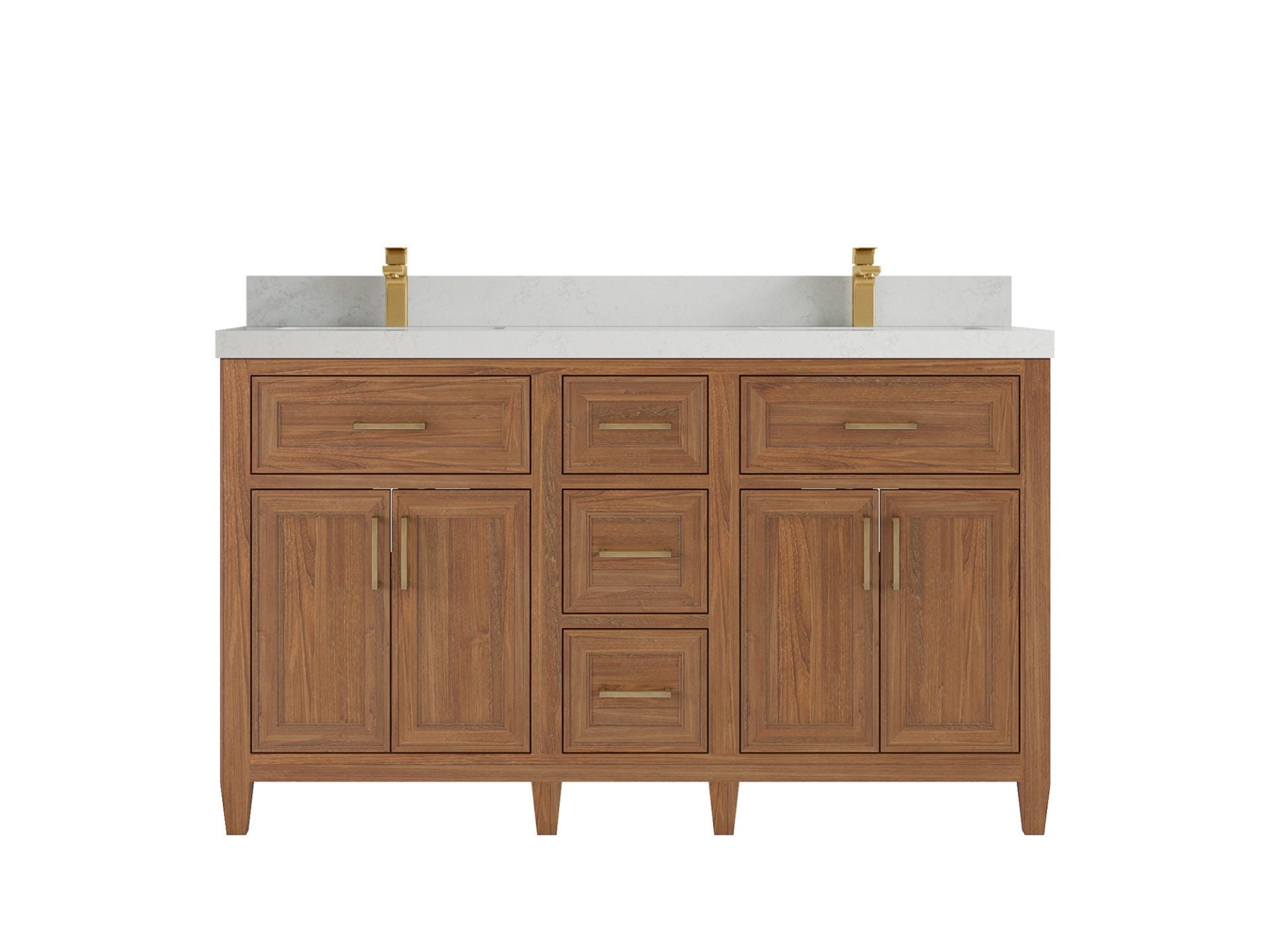 Santa Monica Teak Wood 60 in. W x 22 in. D Double Sink Bathroom Vanity