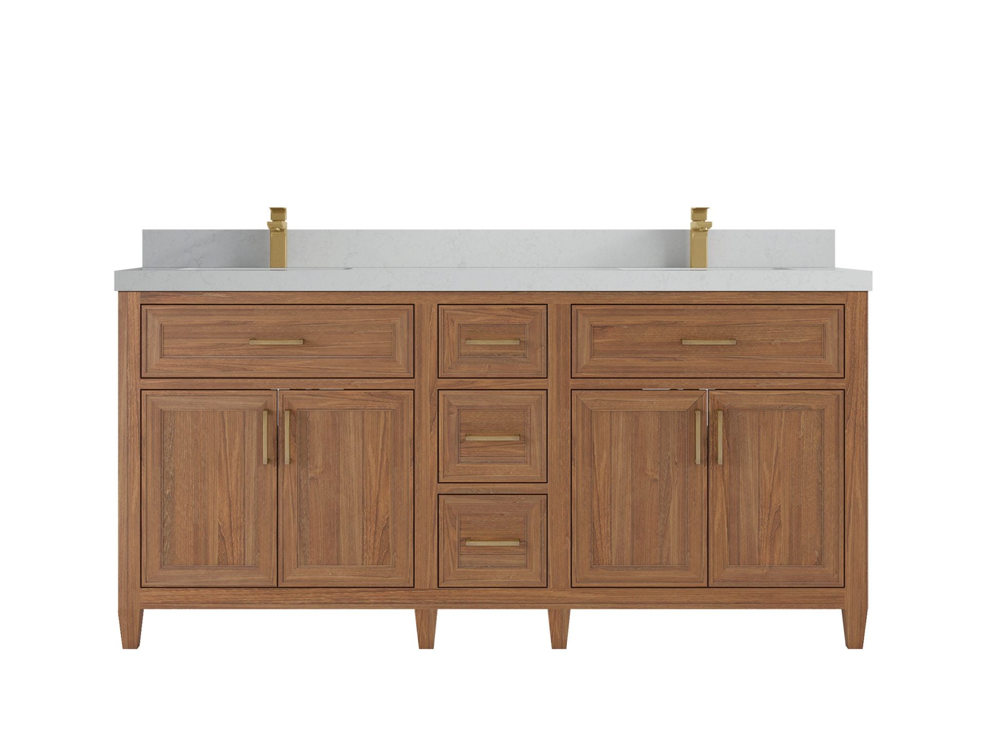 Santa Monica Teak Wood 72 in. W x 22 in. D Double Sink Bathroom Vanity