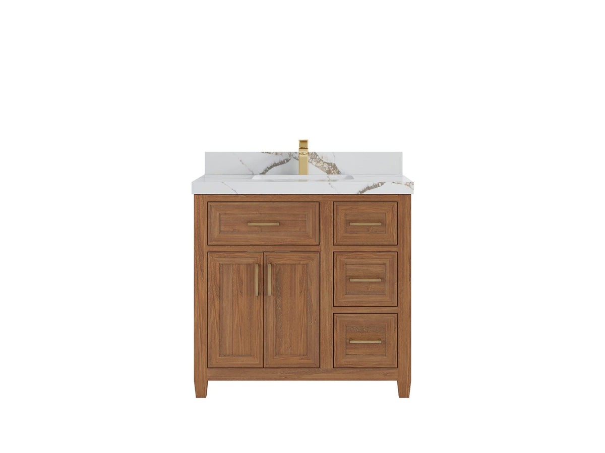 Santa Monica Teak Wood 36 in. W x 22 in. D Single Sink Bathroom Vanity