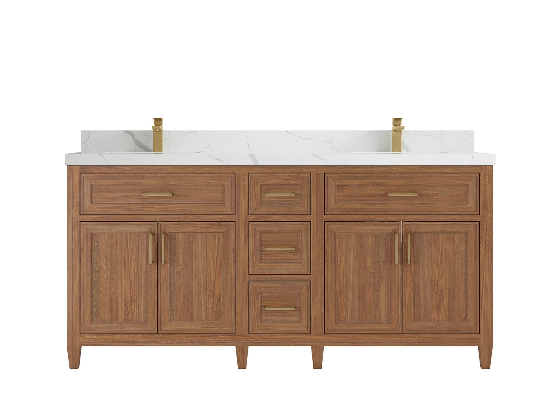 Santa Monica Teak Wood 72 in. W x 22 in. D Double Sink Bathroom Vanity